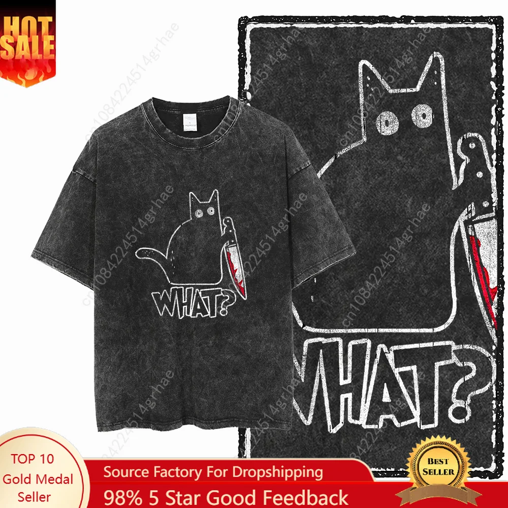 Tee Graphic Print - COOLMIND DB キャットプリント コットン酸洗い加工 エクスクルーシブグラフィック ユニセックスTシャツ