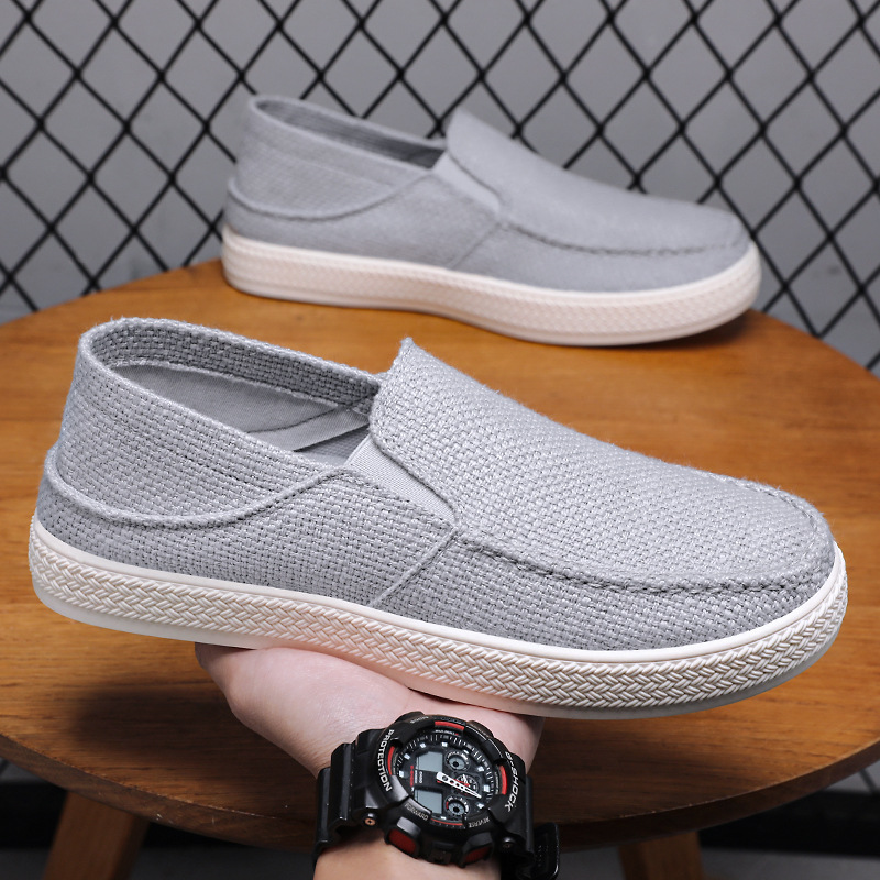 Espadrille Slip On - 新しい抗臭気キャンバスエスパドリーユ靴男性加硫スニーカー少年通気性スリップオントレーナークリッパージムシューズ男無地ローファー