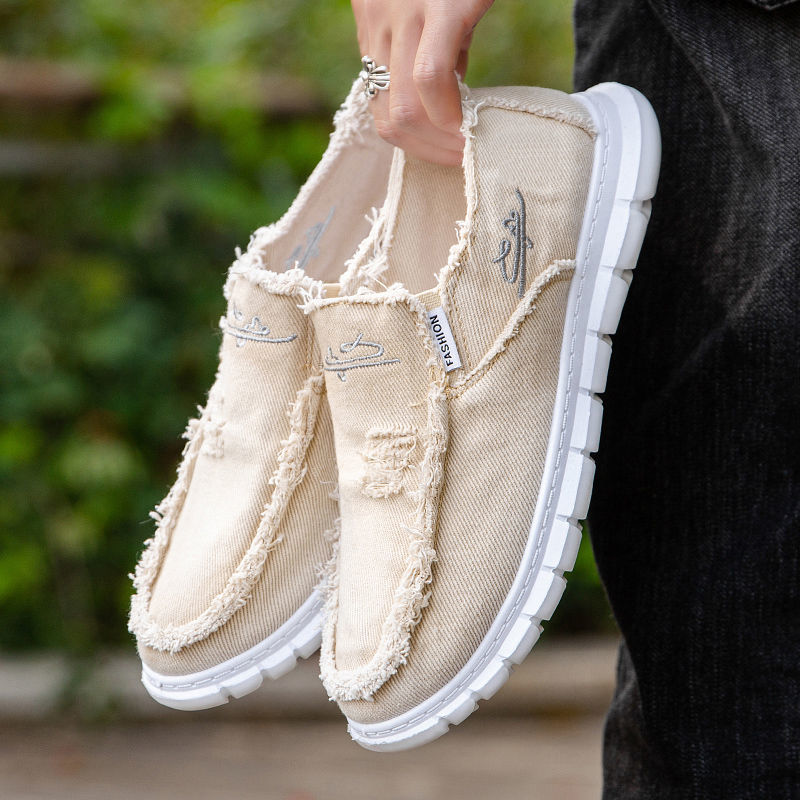 Espadrille Slip On - 男性用の通気性のあるキャンバスシューズ,レースなしのサマーシューズ,超軽量