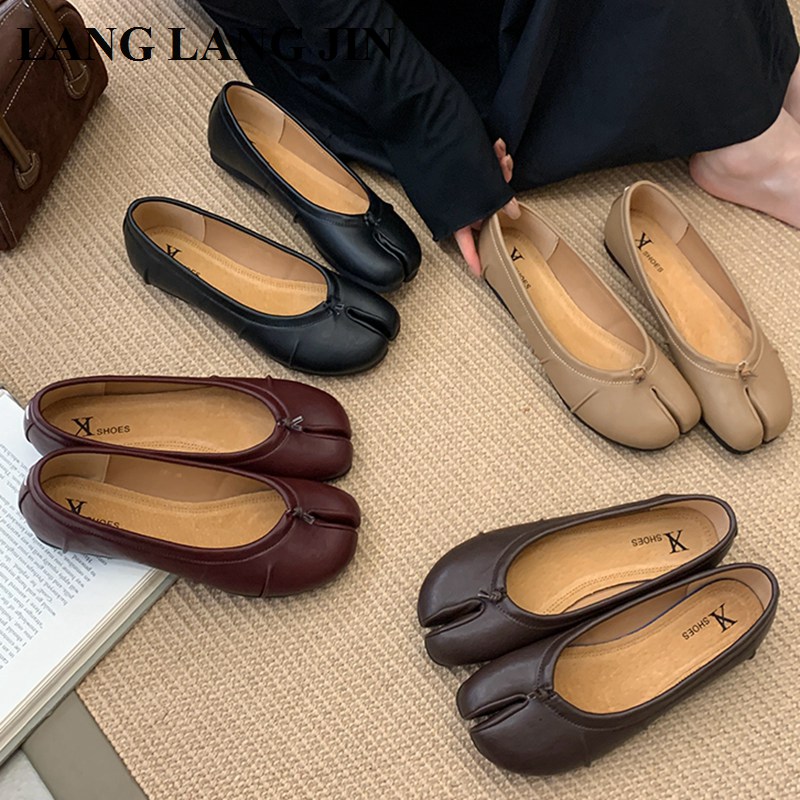 Espadrille Slip On - 春スプリットトゥ女性バレエフラットファッション足袋靴カジュアルスリッポンローファーレディースプリーツレザーエスパドリーユザパティージャスムヘール