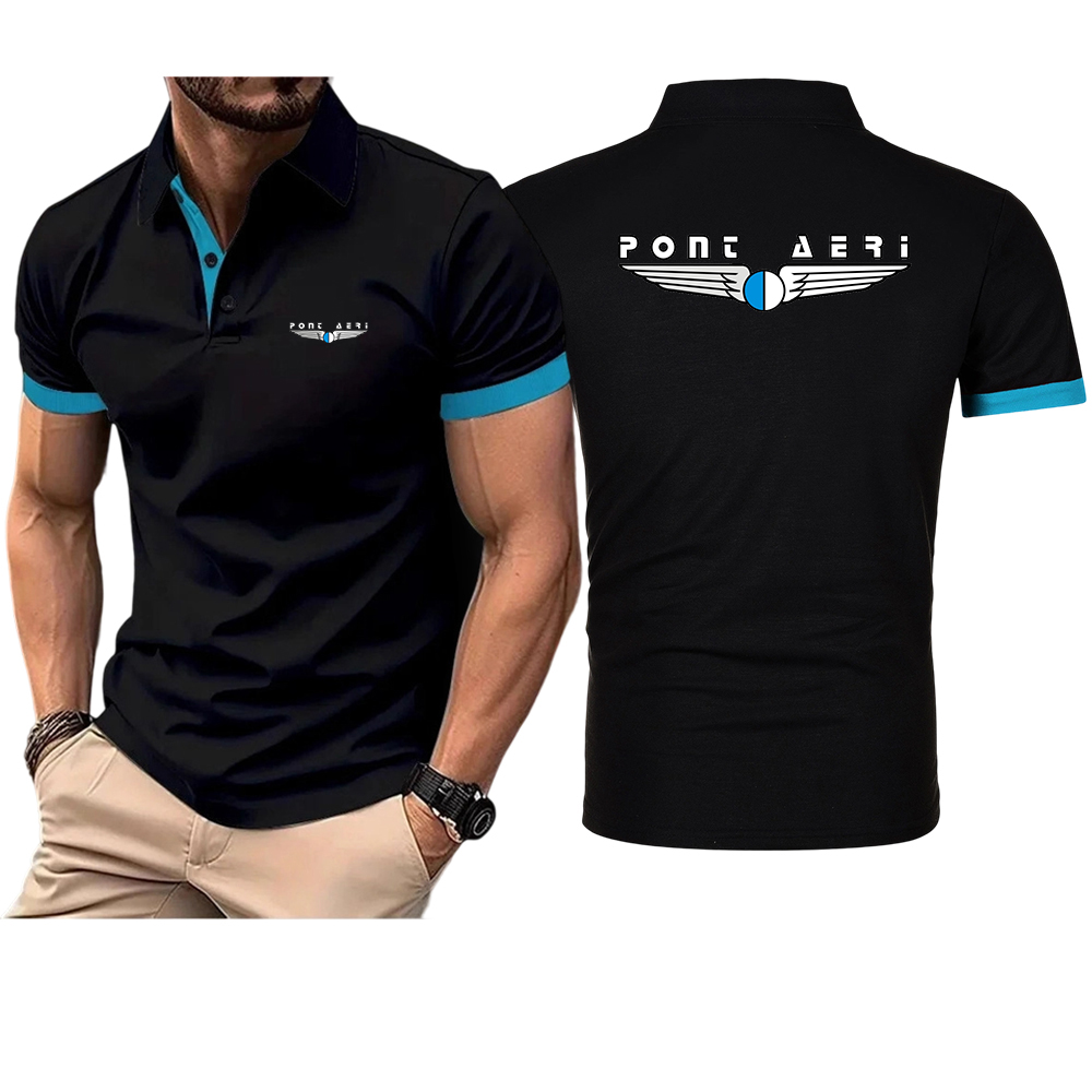 Polo Shirt Pique - ディスコロゴ ポント・アエリ CH メンズ ベーシックポロシャツ 半袖