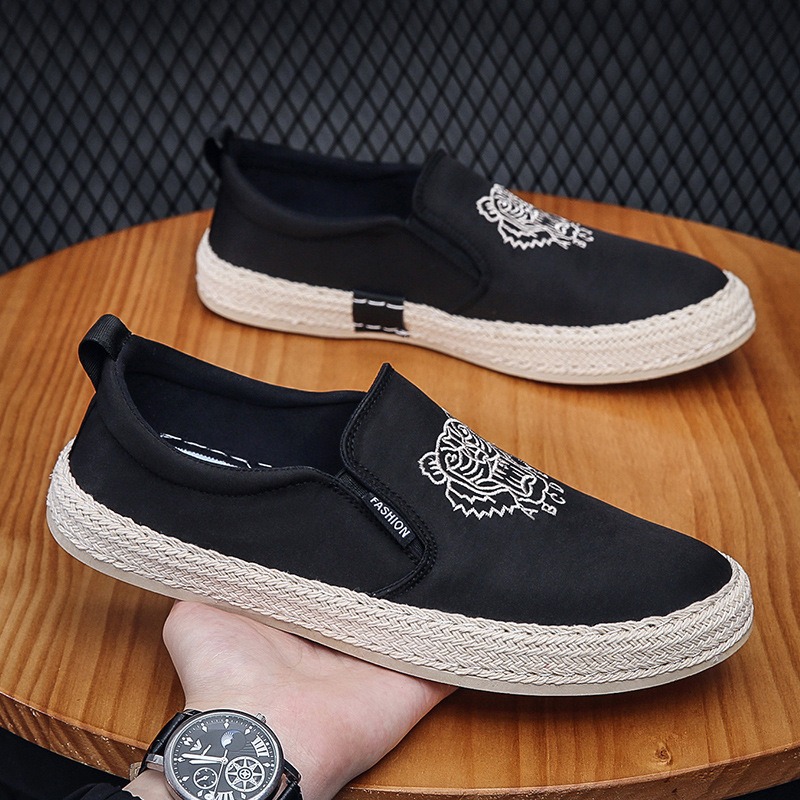 黒通気性の靴男性のための高級ローファーエスパドリーユデザイナ - Espadrille Slip On のレビューと価格