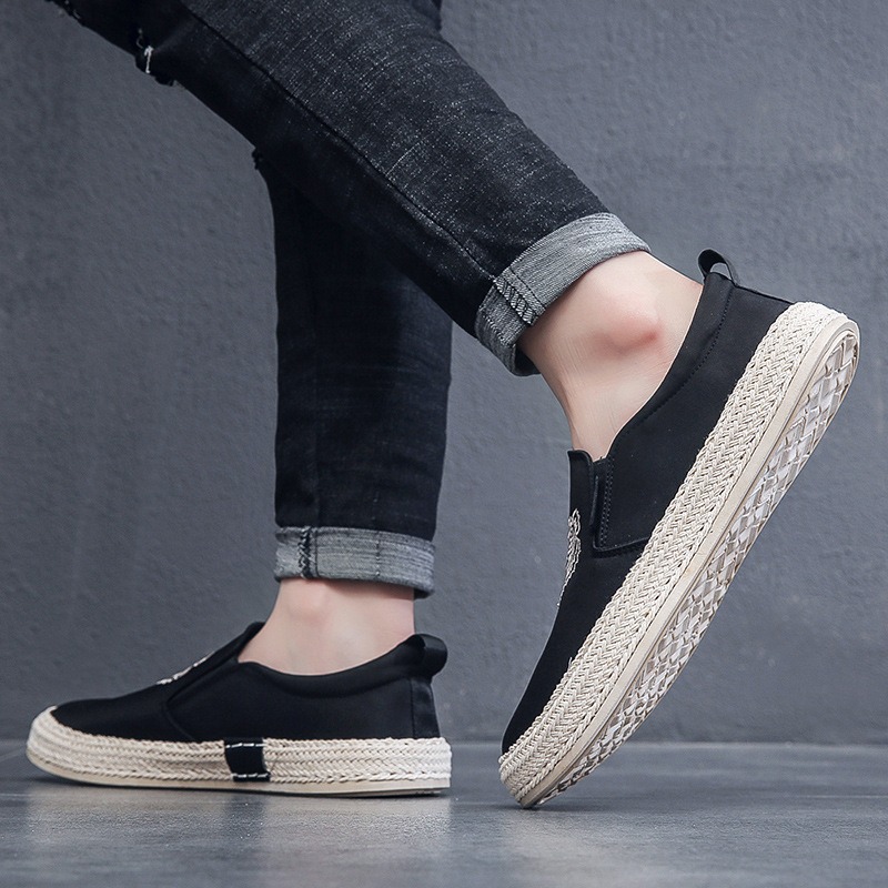 黒通気性の靴男性のための高級ローファーエスパドリーユデザイナ - Espadrille Slip On のレビューと価格