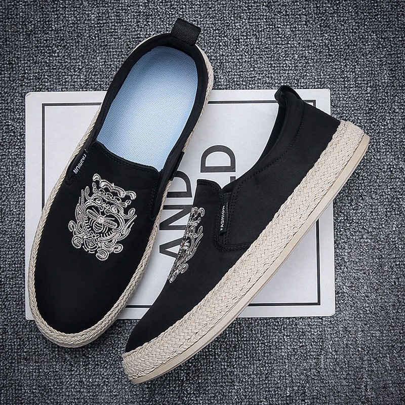 黒通気性の靴男性のための高級ローファーエスパドリーユデザイナ - Espadrille Slip On のレビューと価格
