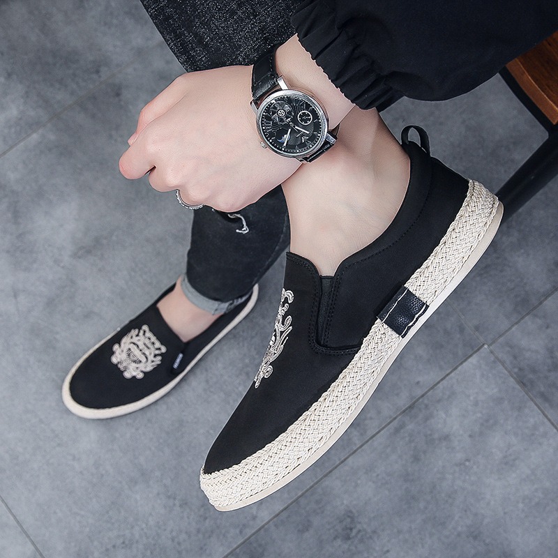 黒通気性の靴男性のための高級ローファーエスパドリーユデザイナ - Espadrille Slip On のレビューと価格
