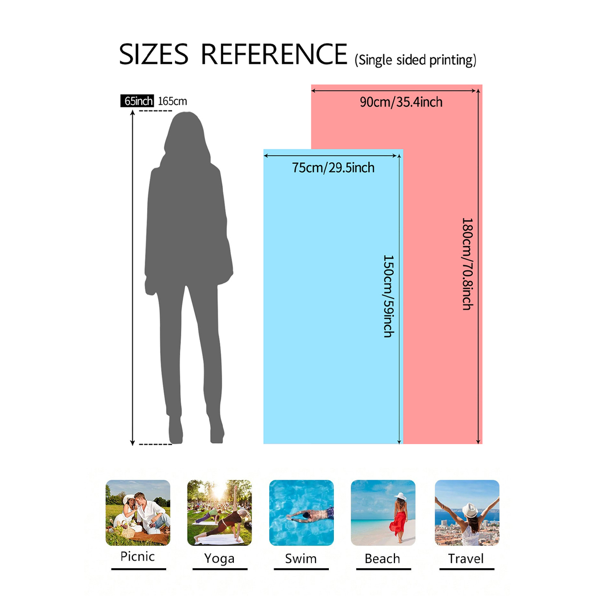 1pc ボヘミアンラージビーチタオル、ストライプフラワーラブ - Beach Towel Large のレビューと価格