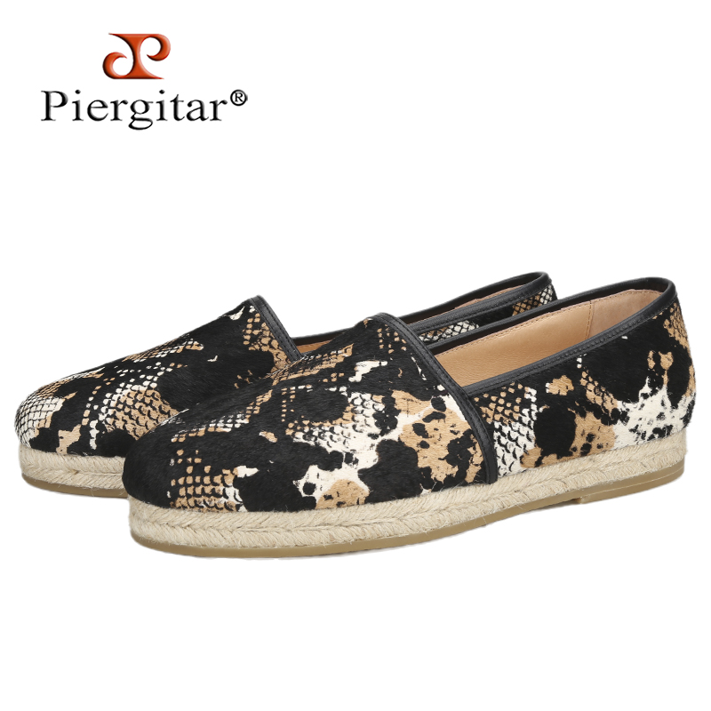 Piegitar-スネークエンボス加工された男性用馬の毛のモ - Espadrille Slip On のレビューと価格
