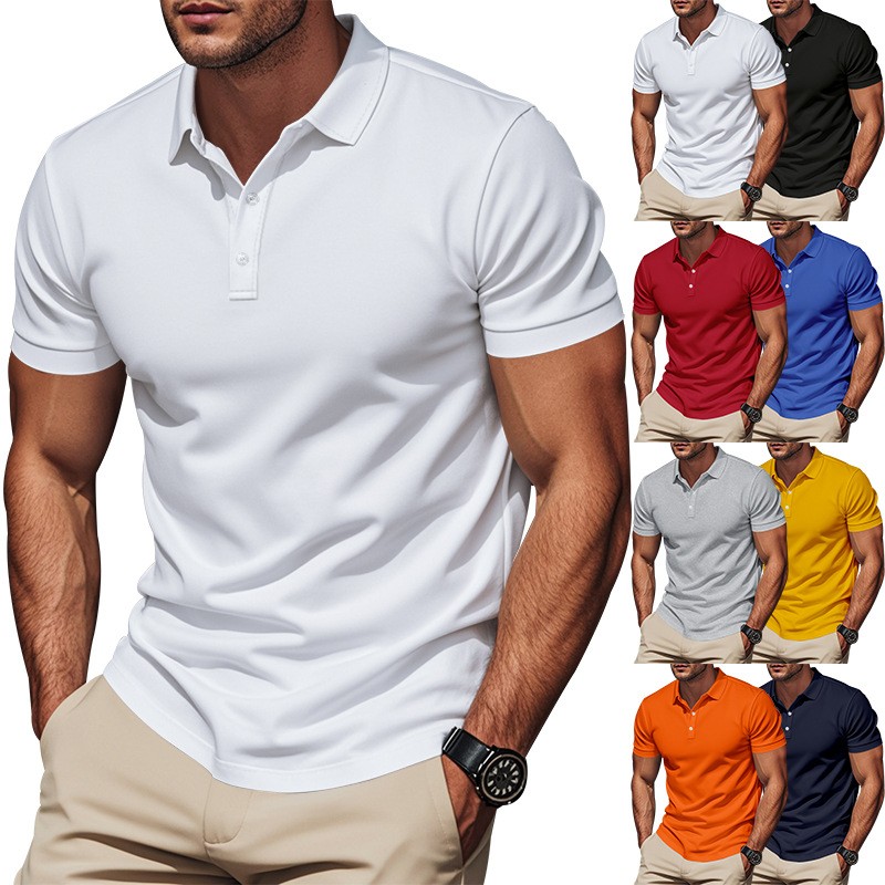 カジュアルスリムフィットシャツ半袖ホワイトボタンフロントシャ - Polo Shirt Pique のレビューと価格