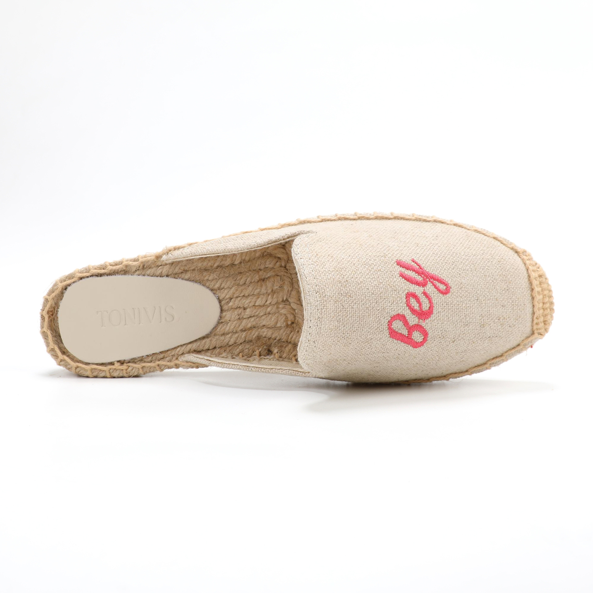 女性用花柄刺繍エスパドリーユスリッパ、リネン素材スライドシュ - Espadrille Slip On のレビューと価格