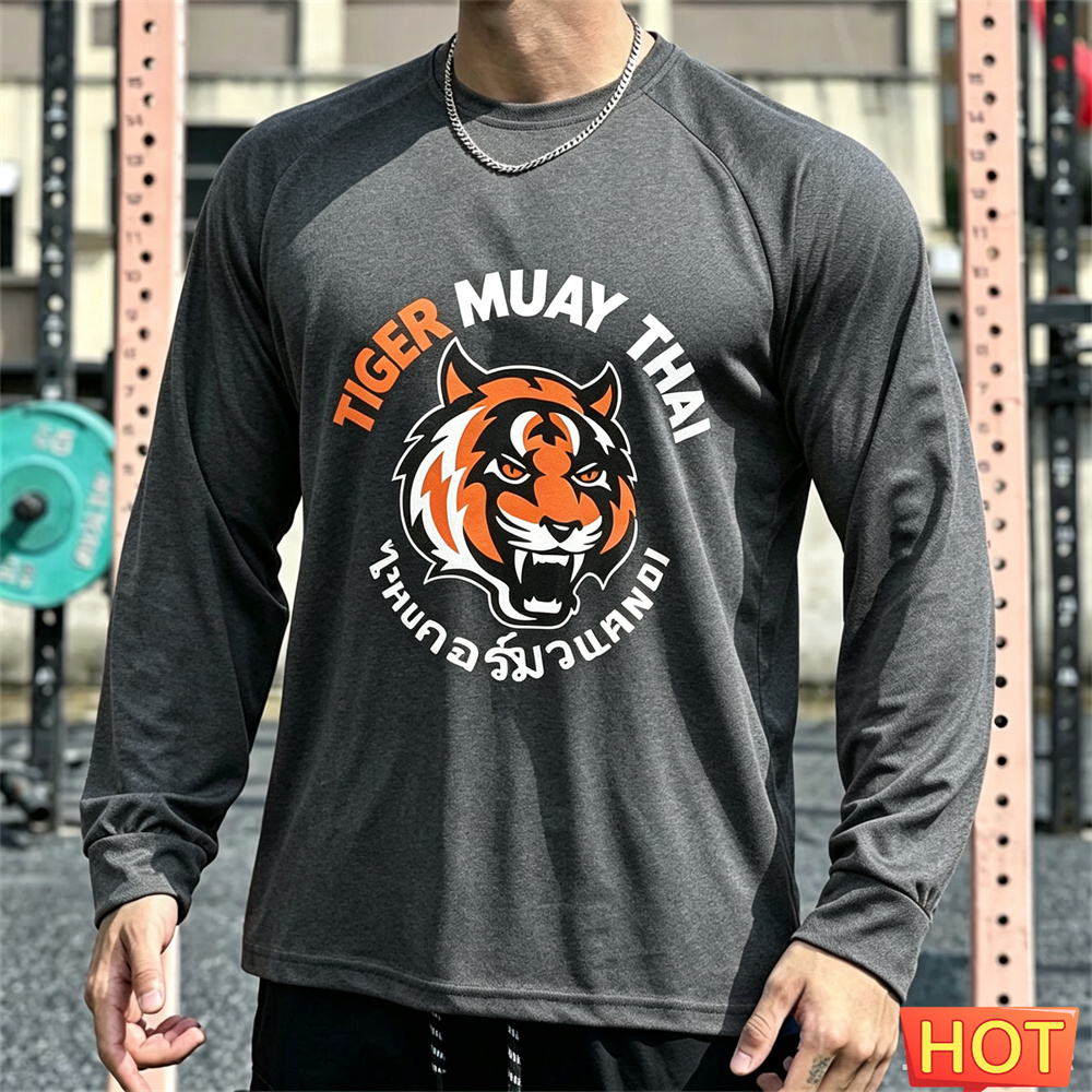ムエタイ メンズ 長袖Tシャツ 秋用 メンズ コットンTシャ - Tee Graphic Print のレビューと価格